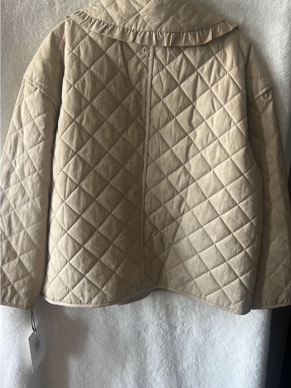 Bagatelle Quilted cotton Ruffle-Collar Jacket in Beige NWT size L - Picture 8 of 12